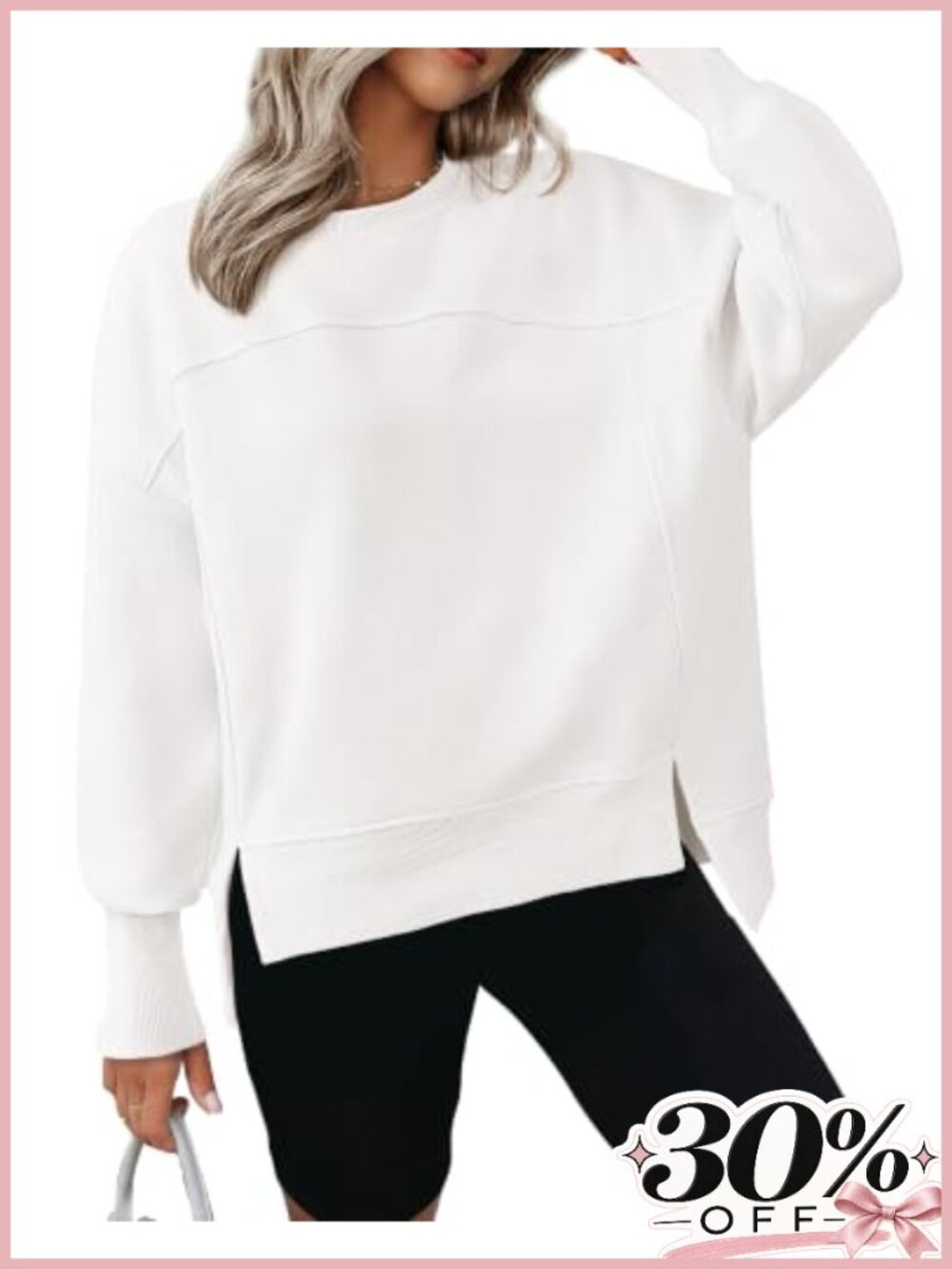 BTFBM Womens Crewneck Sweatshirt Fleece Pullover Long Sleeve High Low Side Slit